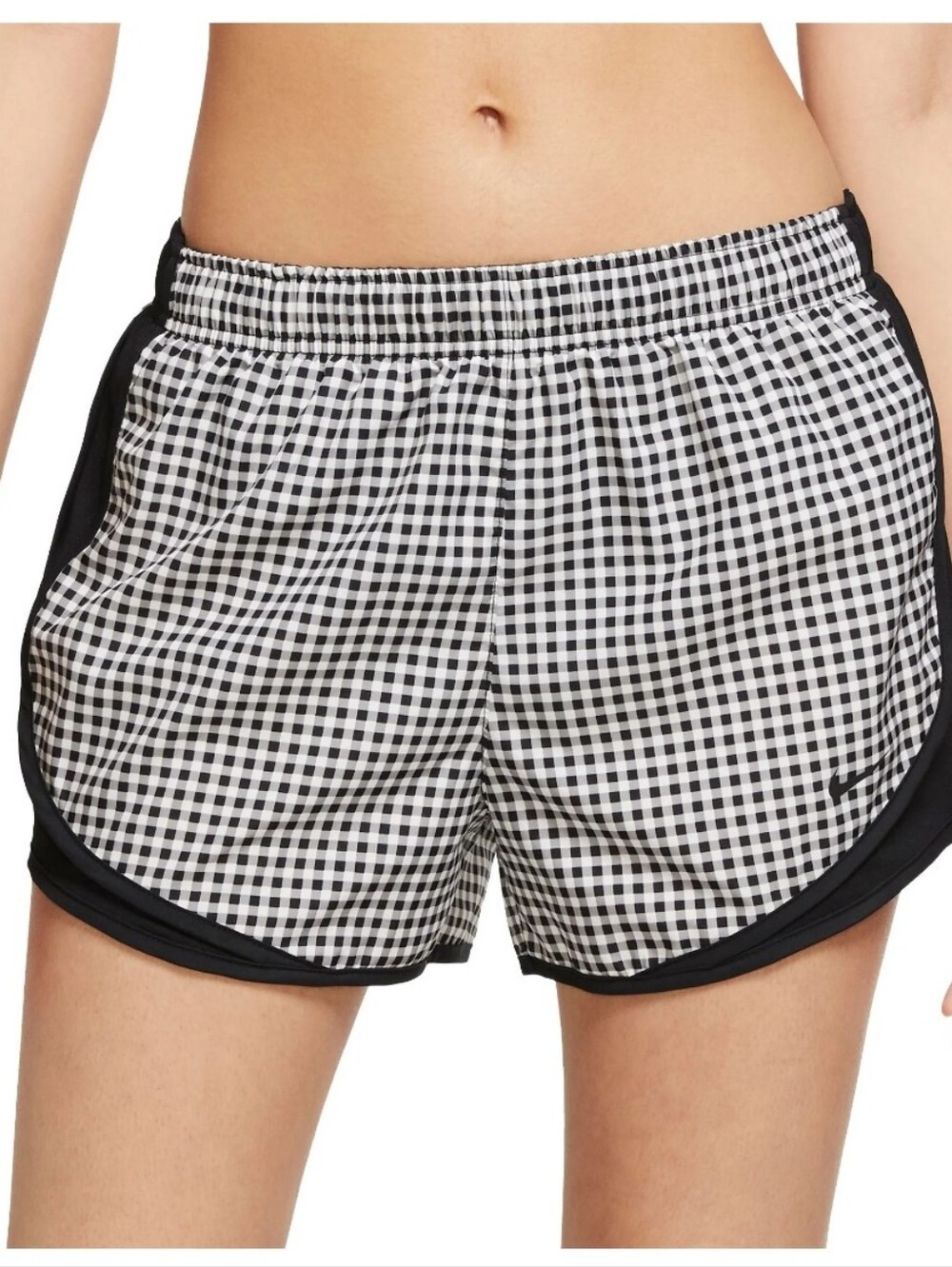Nike Dri-Fit Tempo BlackWhite Gingham Check Running Athletic Shorts M